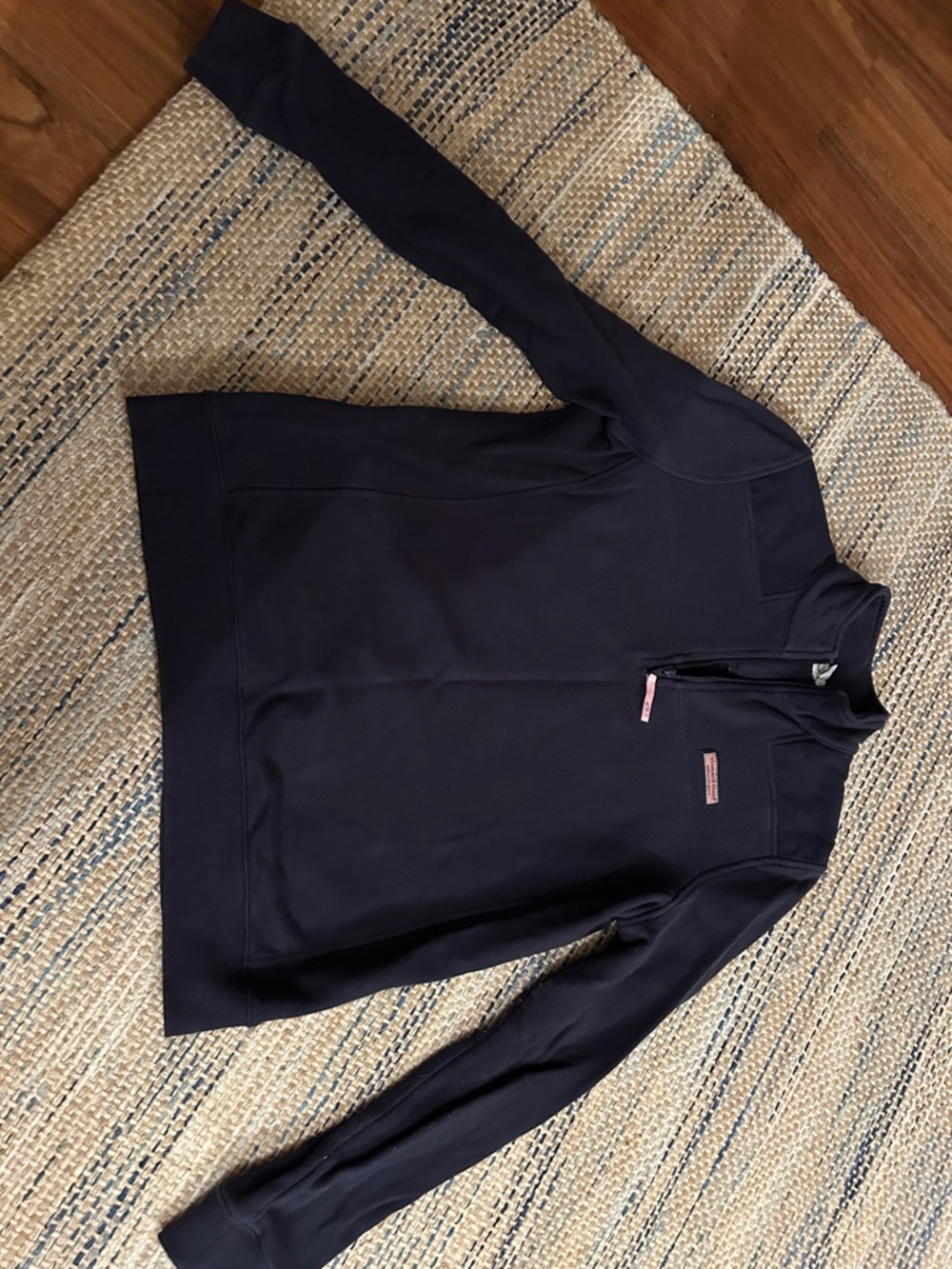 Vineyard Vines Navy Pullover with Pink Whale Logo